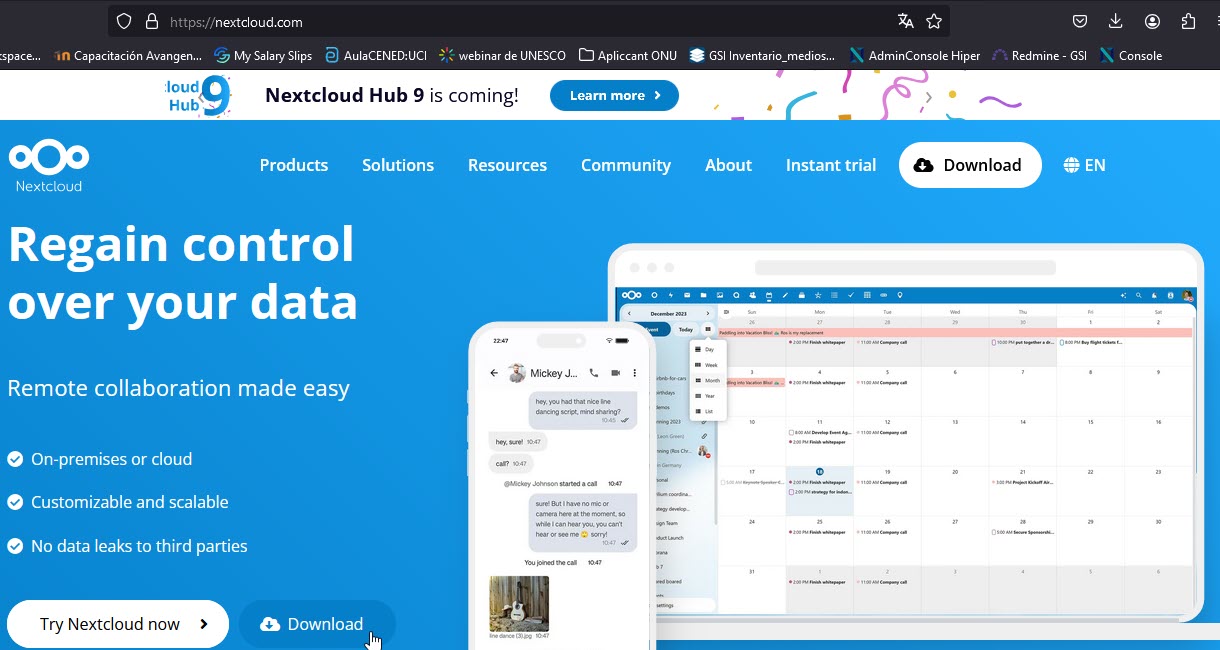 Figure 1 Go to the official NextCloud website. 