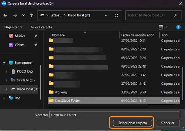 Figure 18 Select folder. 