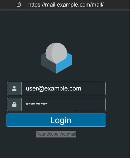 Figure 1 Login in Roundcube webmail. 