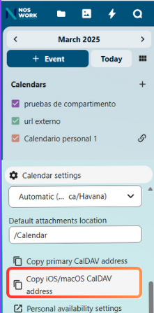 Noswork calendar configuration image