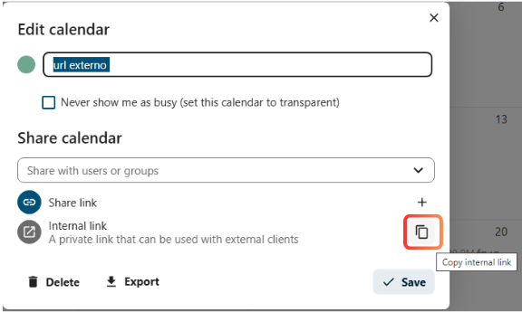 Specific calendar selection image