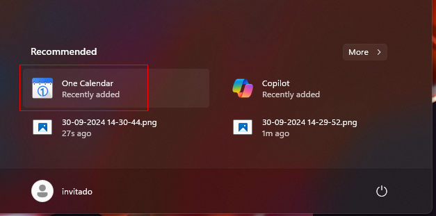 Figure 2 Abrir la app OneCalendar. 