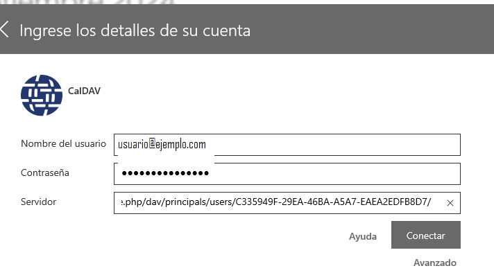 Figure 4 Ingresar detalles de la cuenta. 