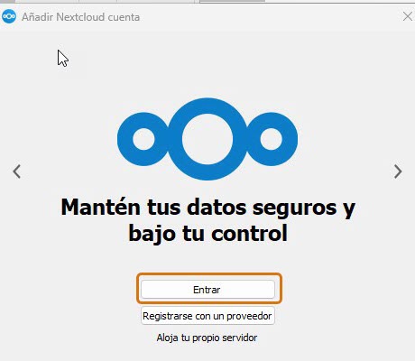 Figure 10 Iniciar la configuración de NextCloud. 