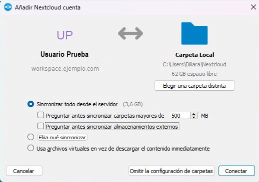 Figure 17 Configurar la conexión entre cuentas. 